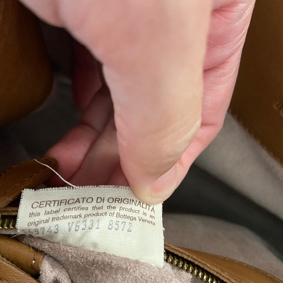 Bottega Veneta Caramel Leather & Taupe Canvas Hand to Crossbody Strap Bag w/ COA - Picture 11 of 16